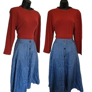 ❤️Torrid Blue Button-Front A-Line Skirt☆